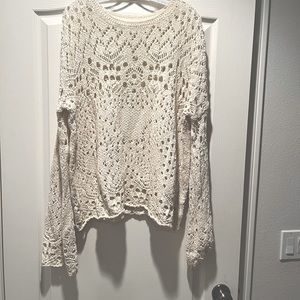 Free People Cream/ beige breezy open knit,cotton sweater for year round wear